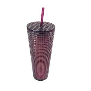 Starbucks Studded Grid Berry Red Cold Cup Tumbler